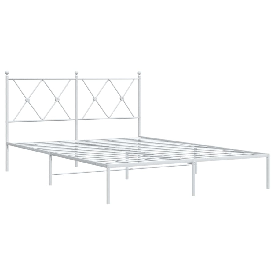 Bedframe met hoofdbord metaal wit 135x190 cm