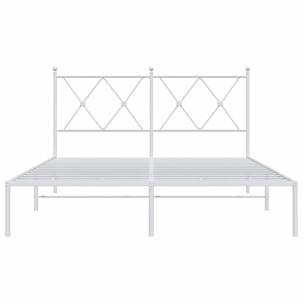 Bedframe met hoofdbord metaal wit 135x190 cm