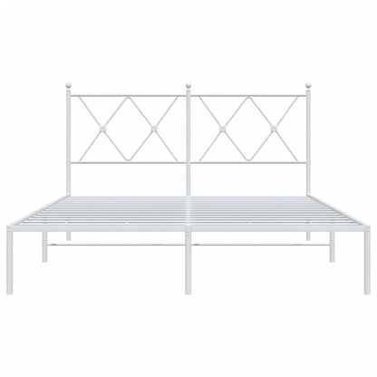 Bedframe met hoofdbord metaal wit 135x190 cm