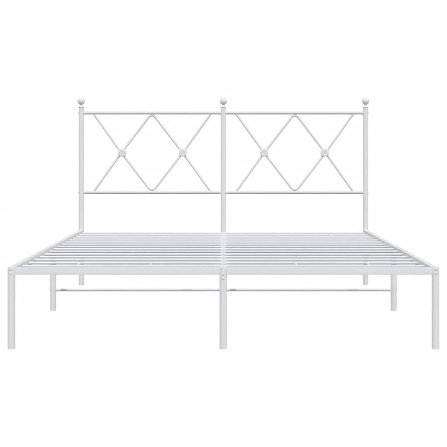 Bedframe met hoofdbord metaal wit 135x190 cm