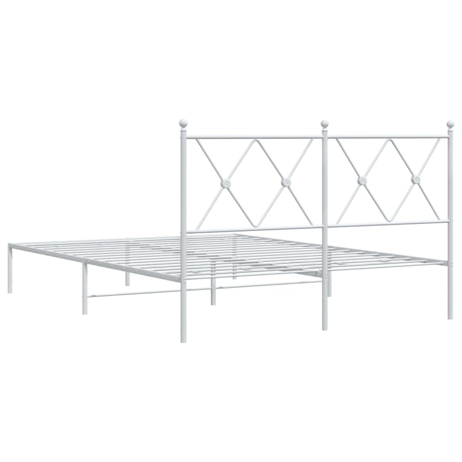 Bedframe met hoofdbord metaal wit 135x190 cm