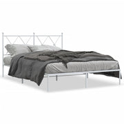 Bedframe metaal wit 135x190 cm met hoofdbord