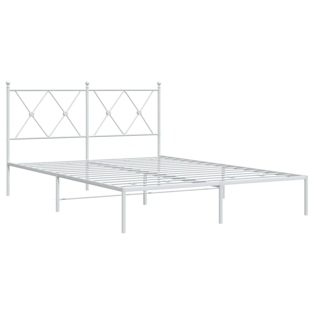 Bedframe met hoofdbord metaal wit 140x190 cm