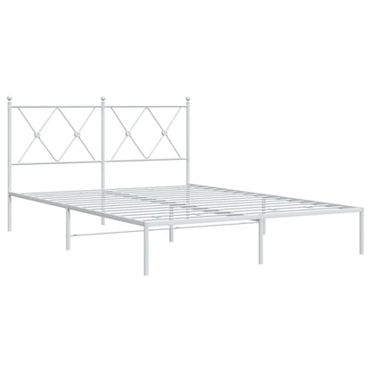 Bedframe met hoofdbord metaal wit 140x190 cm