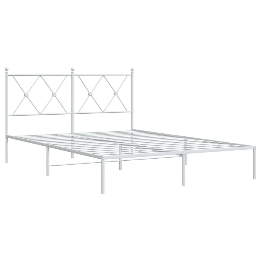 Bedframe met hoofdbord metaal wit 140x190 cm