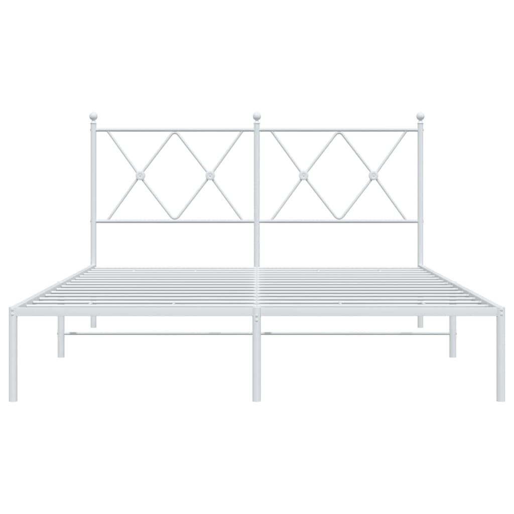 Bedframe met hoofdbord metaal wit 140x190 cm