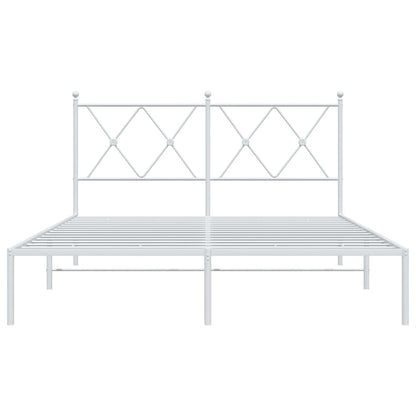 Bedframe met hoofdbord metaal wit 140x190 cm