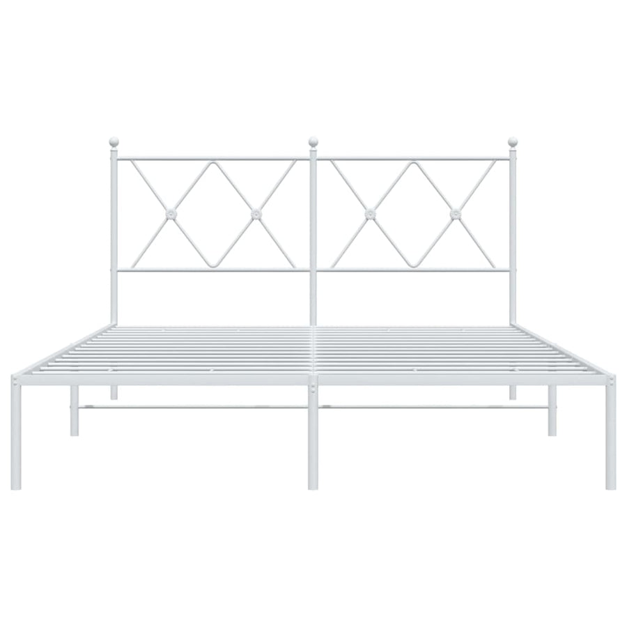 Bedframe met hoofdbord metaal wit 140x190 cm
