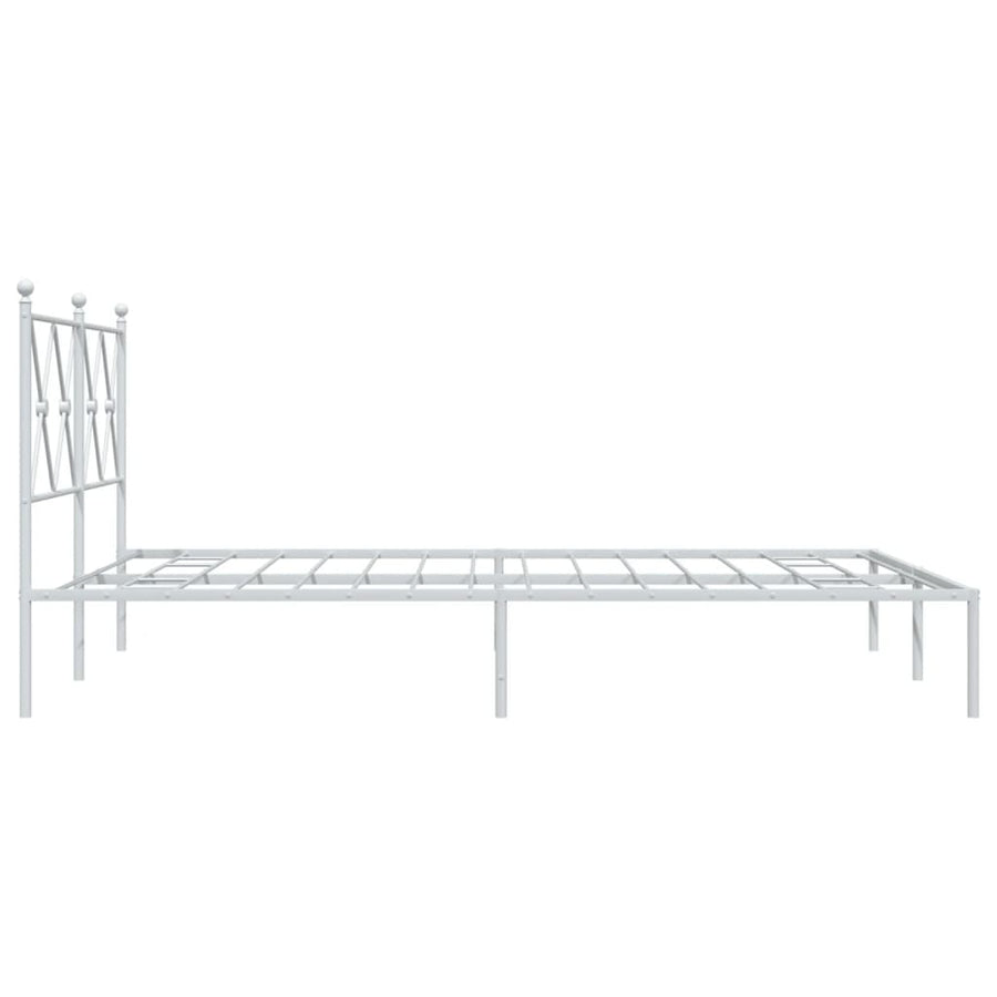Bedframe met hoofdbord metaal wit 140x190 cm