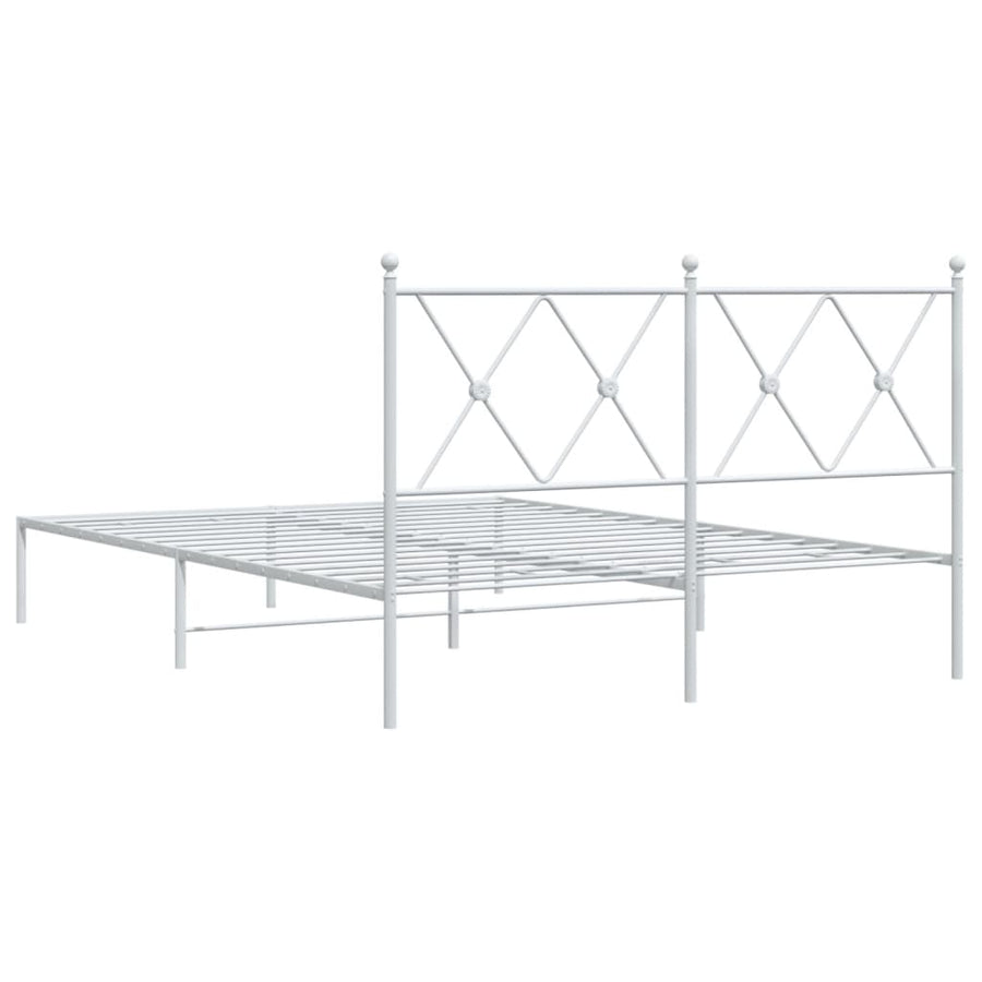 Bedframe met hoofdbord metaal wit 140x190 cm
