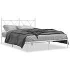 Bedframe metaal wit 140x190 cm met hoofdbord