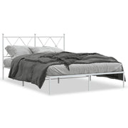 Bedframe metaal wit 140x190 cm met hoofdbord