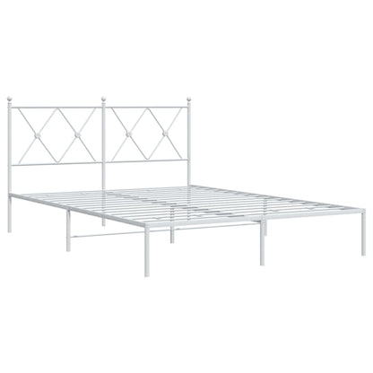 Bedframe met hoofdbord metaal wit 140x200 cm