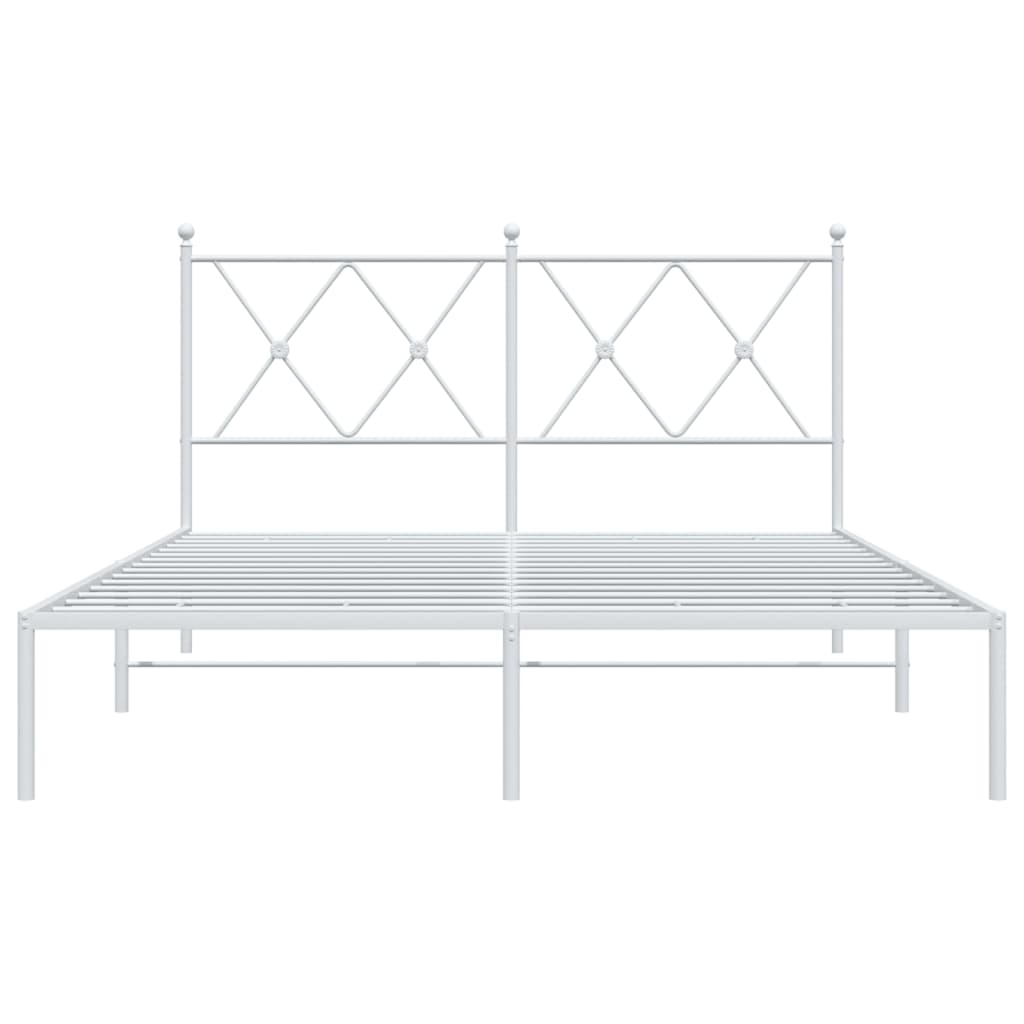 Bedframe met hoofdbord metaal wit 140x200 cm