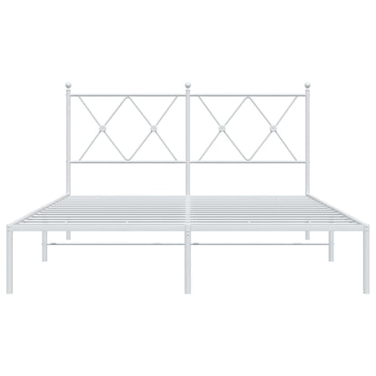 Bedframe met hoofdbord metaal wit 140x200 cm