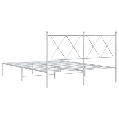 Bedframe met hoofdbord metaal wit 140x200 cm