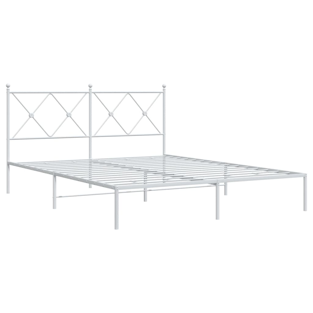 Bedframe met hoofdbord metaal wit 150x200 cm