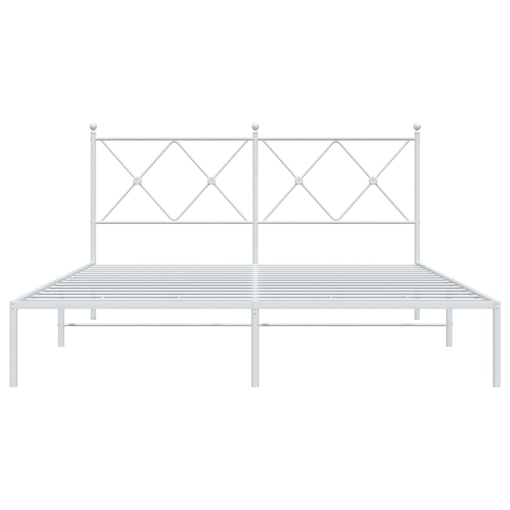 Bedframe met hoofdbord metaal wit 150x200 cm