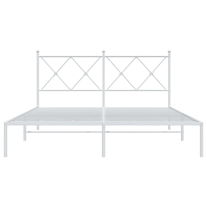 Bedframe met hoofdbord metaal wit 150x200 cm