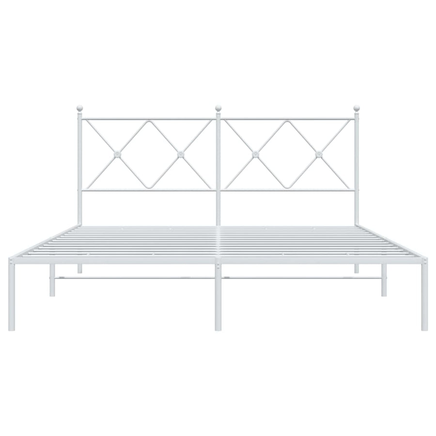 Bedframe met hoofdbord metaal wit 150x200 cm