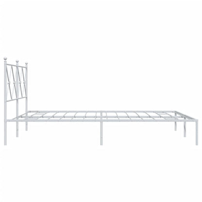 Bedframe met hoofdbord metaal wit 150x200 cm