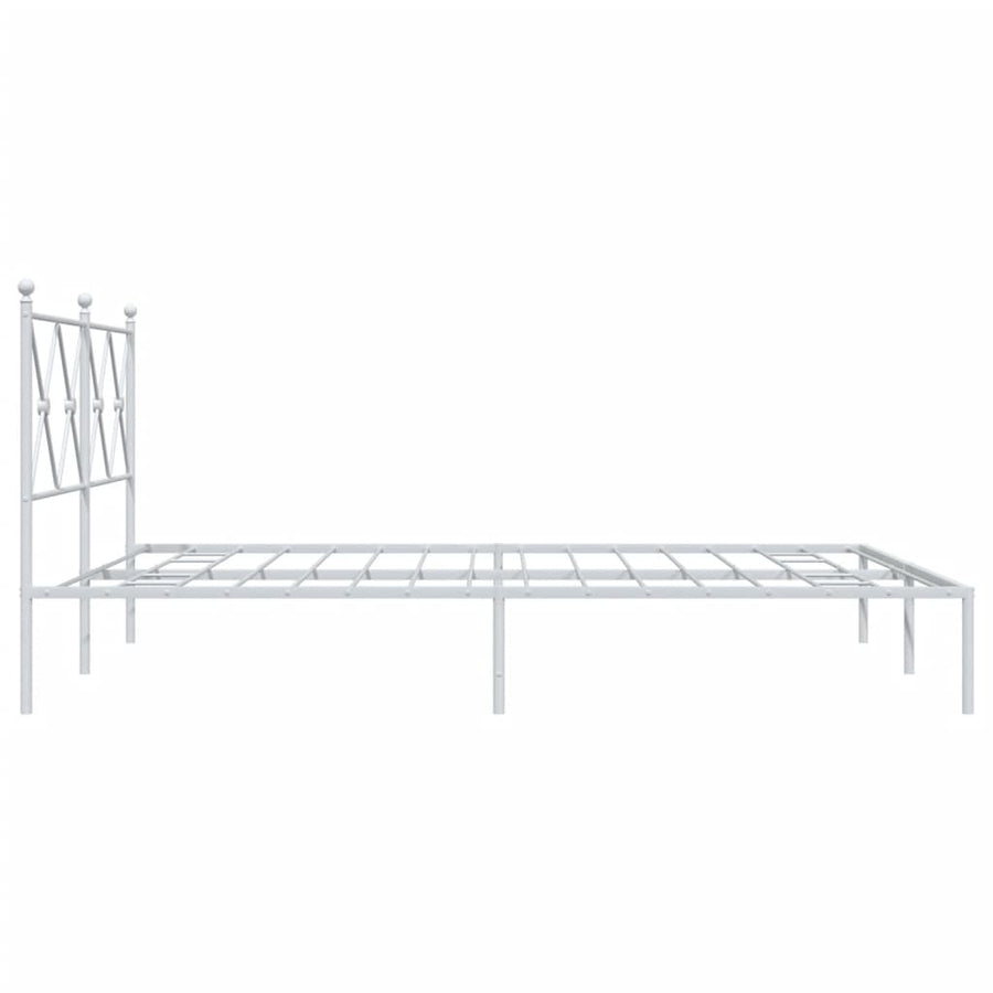 Bedframe met hoofdbord metaal wit 150x200 cm