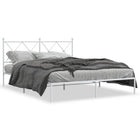 Bedframe metaal wit 150x200 cm met hoofdbord