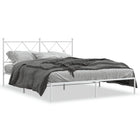 Bedframe met hoofdbord metaal wit 160x200 cm