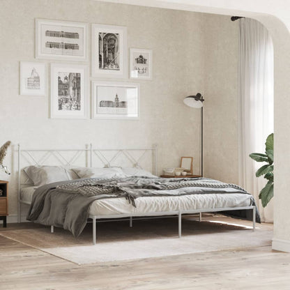 Bedframe met hoofdbord metaal wit 180x200 cm