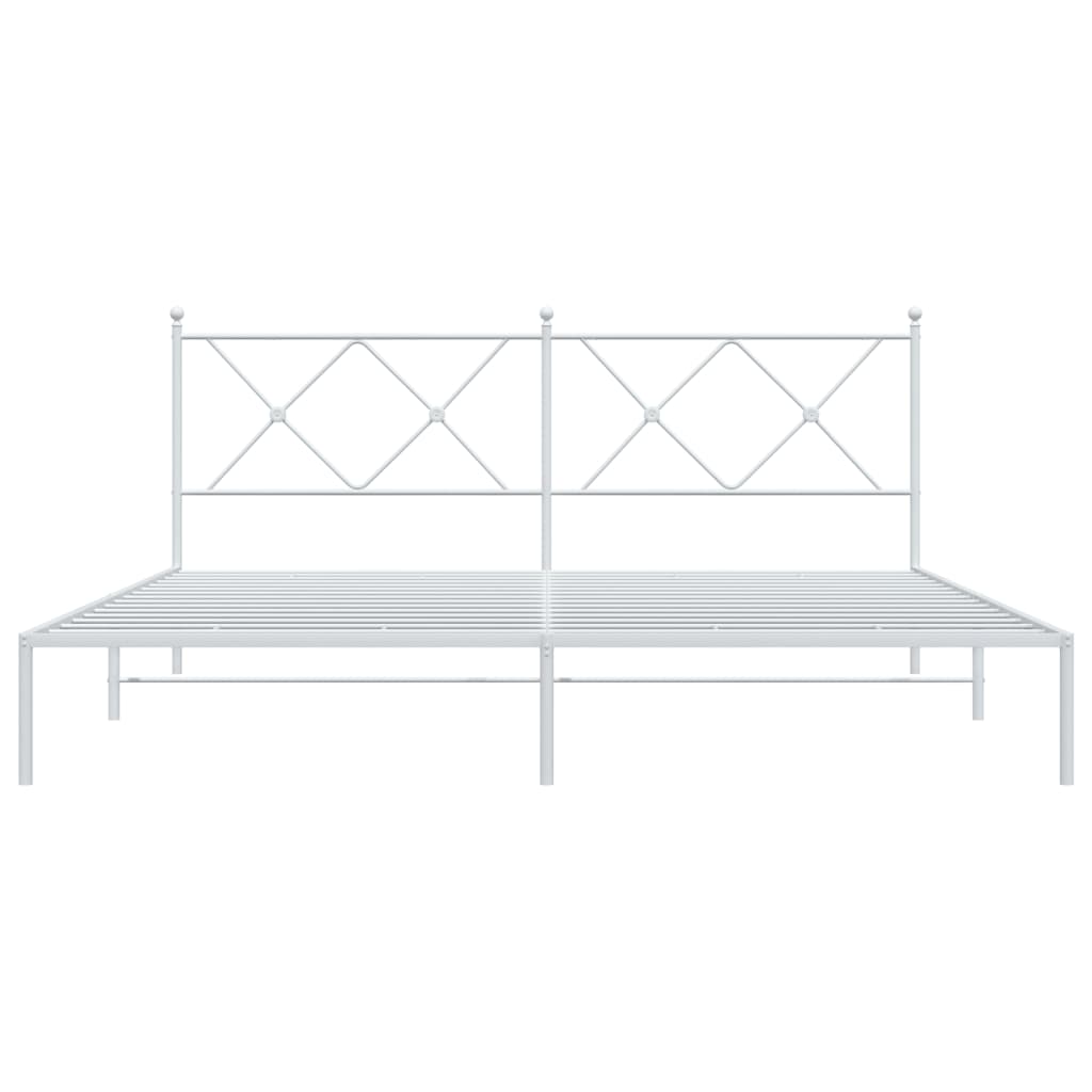 Bedframe met hoofdbord metaal wit 180x200 cm