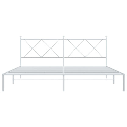 Bedframe met hoofdbord metaal wit 180x200 cm