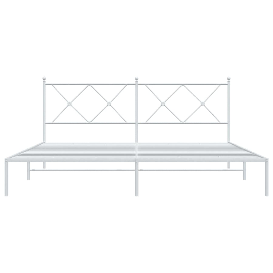 Bedframe met hoofdbord metaal wit 180x200 cm