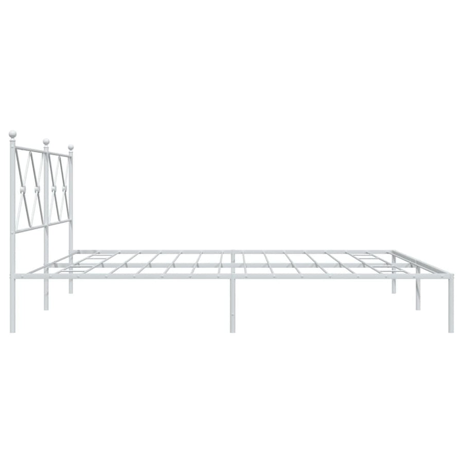 Bedframe met hoofdbord metaal wit 180x200 cm