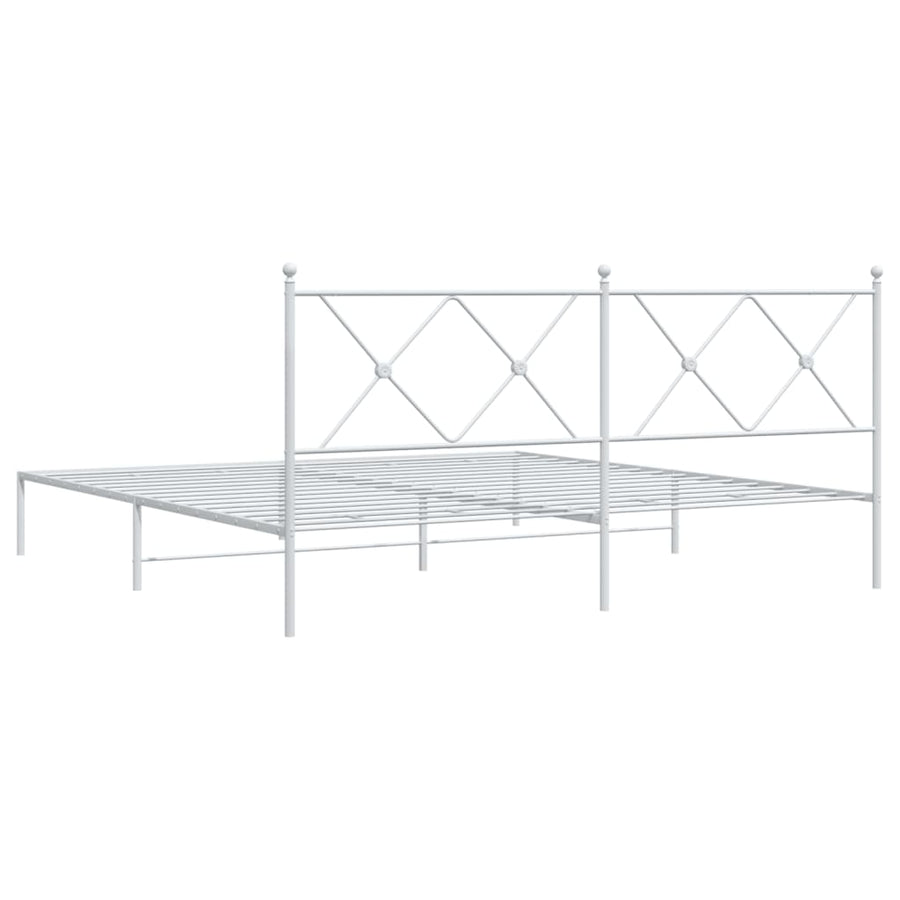 Bedframe met hoofdbord metaal wit 180x200 cm
