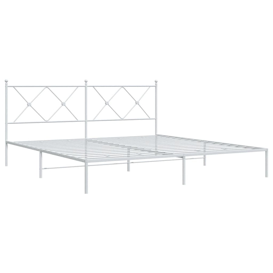 Bedframe met hoofdbord metaal wit 183x213 cm