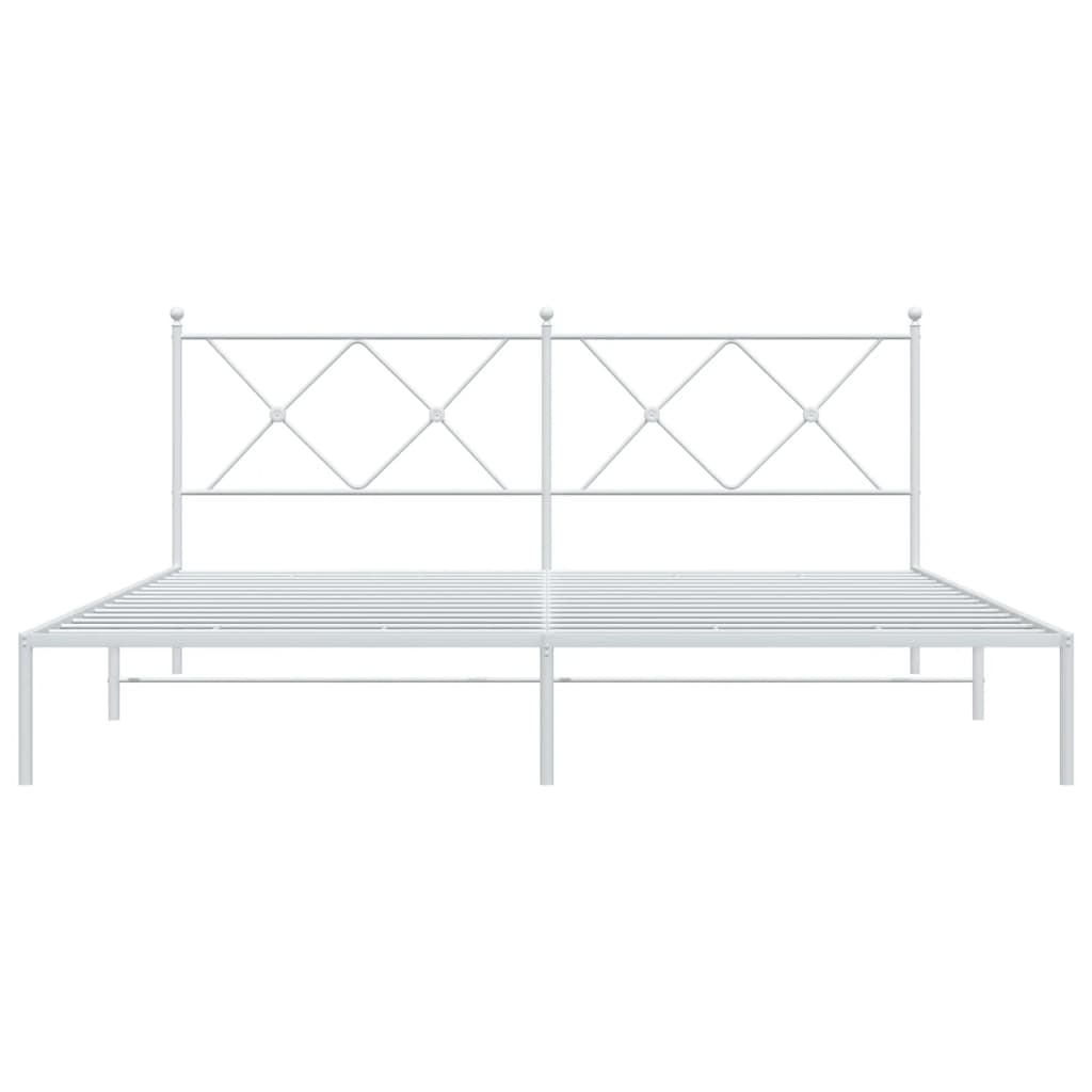 Bedframe met hoofdbord metaal wit 183x213 cm