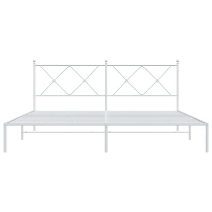Bedframe met hoofdbord metaal wit 183x213 cm