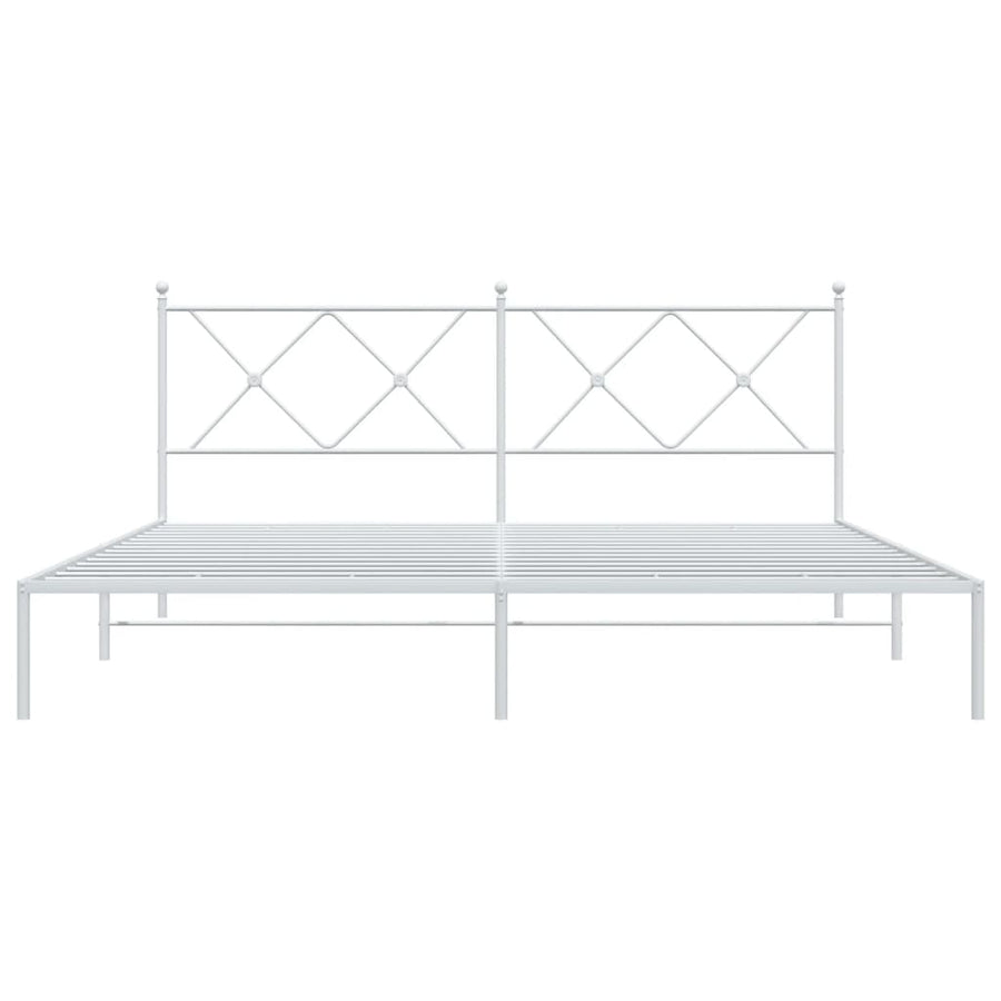 Bedframe met hoofdbord metaal wit 183x213 cm