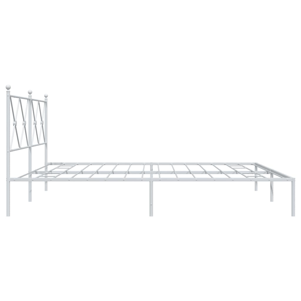 Bedframe met hoofdbord metaal wit 183x213 cm