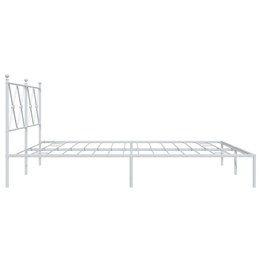 Bedframe met hoofdbord metaal wit 183x213 cm