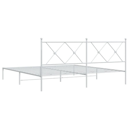 Bedframe met hoofdbord metaal wit 183x213 cm
