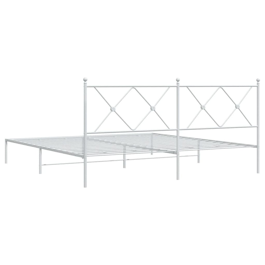 Bedframe met hoofdbord metaal wit 183x213 cm