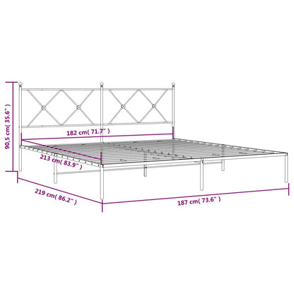 Bedframe met hoofdbord metaal wit 183x213 cm