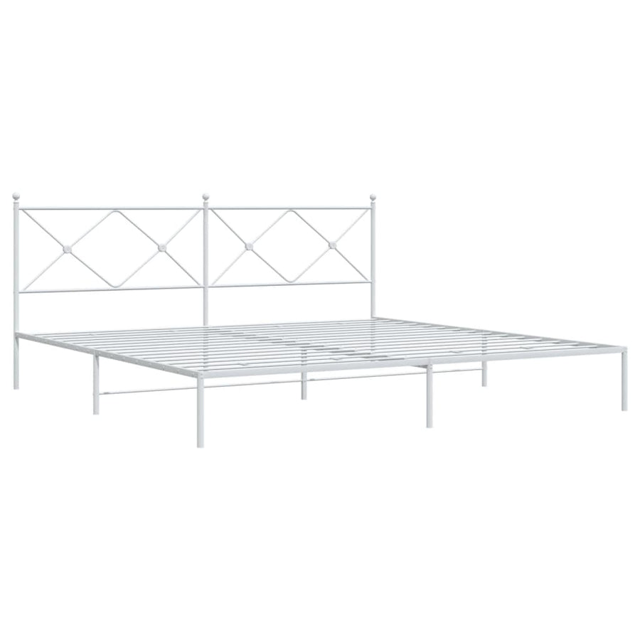 Bedframe met hoofdbord metaal wit 193x203 cm