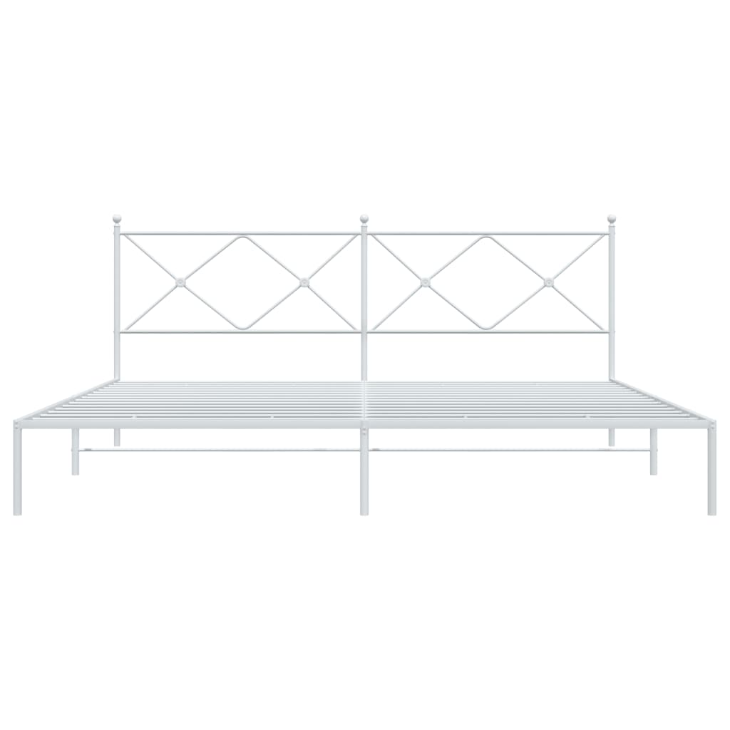 Bedframe met hoofdbord metaal wit 193x203 cm