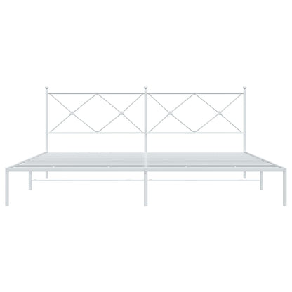 Bedframe met hoofdbord metaal wit 193x203 cm