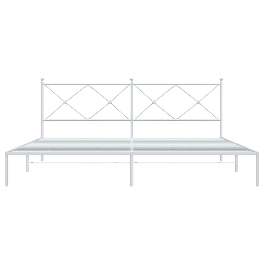 Bedframe met hoofdbord metaal wit 193x203 cm
