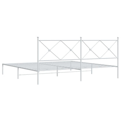 Bedframe met hoofdbord metaal wit 193x203 cm