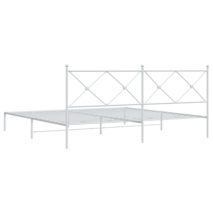 Bedframe met hoofdbord metaal wit 193x203 cm