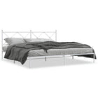 Bedframe metaal wit 193x203 cm met hoofdbord
